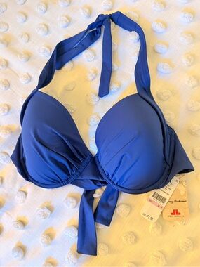 NWT 36D Tommy Bahama Dark Blue Halter Bikini Top